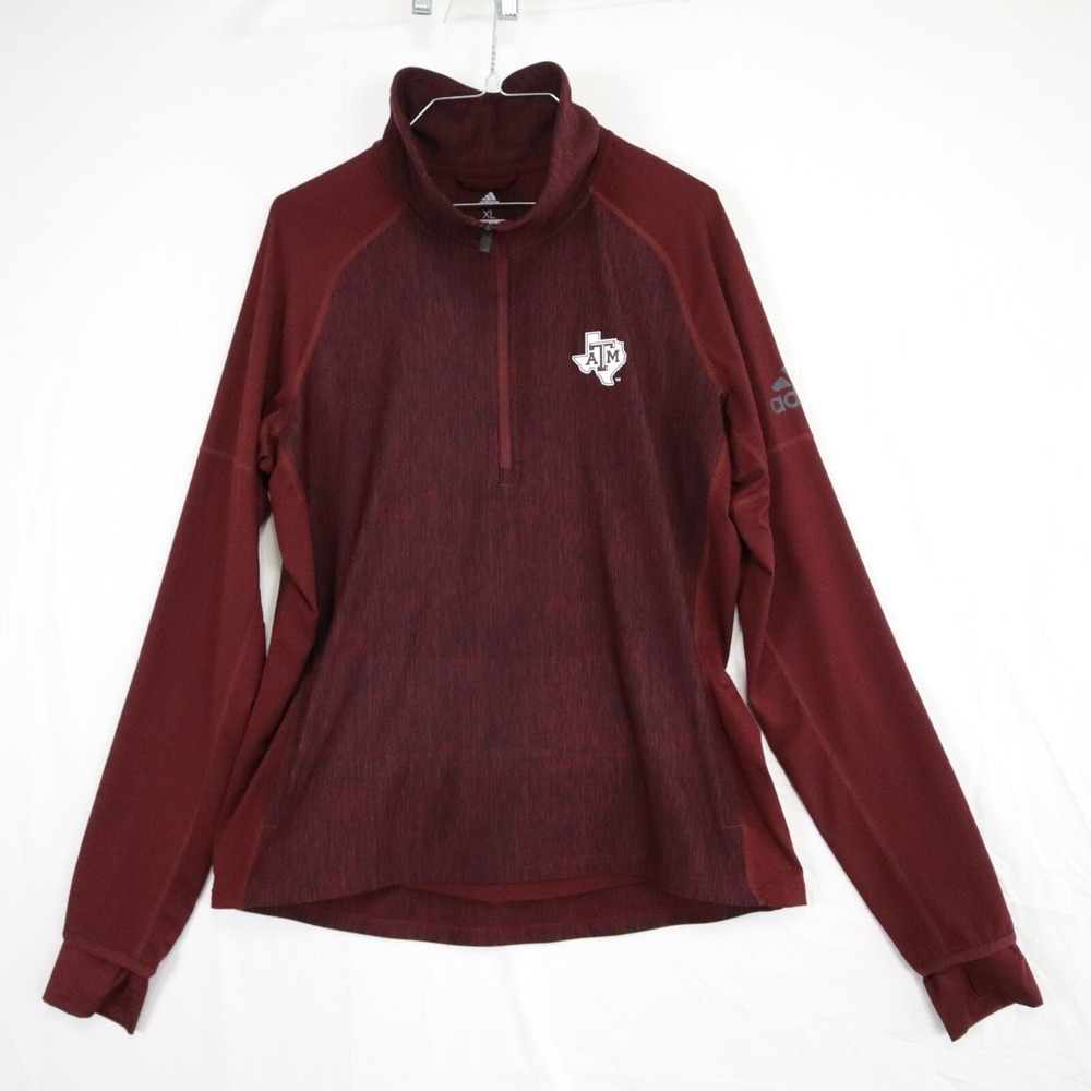 Texas A&M Aggies 1/4 Zip Pullover Womens XL Adidas Climalite Activewear Jacket